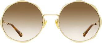 Chlo&eacute; CH0184S Scalloped Rim Round Sunglasses - Gold