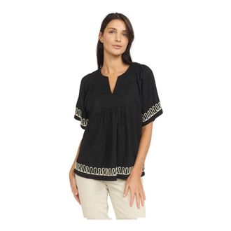 2-Biz Dames, Blouses & Shirts, Zwart, Maat: XL Katoen