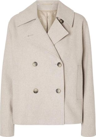 Selected Alma Kort Wollen Jas - Dames - Zomerjassen - Beige - L - Wol - Jassen