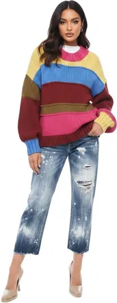 Dsquared2 Multicolor Stripes Crew Neck Sweater
