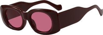 Generic Leopard print sunglasses for women, rectangular glasses, sunglasses for men(Red)