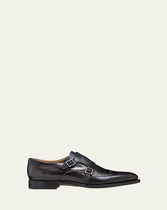 Berluti Mens Equilibre Leather Double Monk Strap Loafers