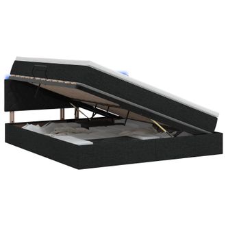 vidaXL Cama De Almacenamiento Led Con Colch&oacute;n Negro 140 X 190 Cm Tela Vidaxl