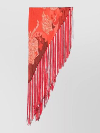 Etro paisley scarf fringe detail asymmetrical cut