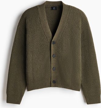 H&M Cardigan aus Rippstrick in Loose Fit - Green
