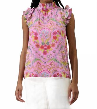 Sugarlips Ramsie Floral Zoie Ruffle Top In Cream, Pink, Multi