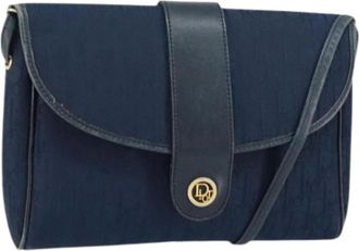 Dior Pre-owned Cross Body Bags, female, Blue, Size: ONE SIZE Pre-owned Vintage Canvas Shoulder Bag