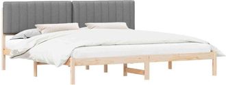 vidaXL Bed Frame with Upholstered Headboard Light Grey 200 x 200 cm vidaXL