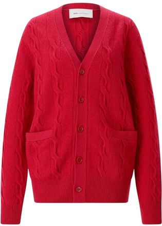 Ami Cardigans - Heren - Vesten - Rood - L - Wol - Truien & Vesten