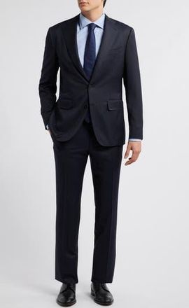 Canali Capri Trim Fit Navy Tonal Plaid Super 130s Wool Suit at Nordstrom Rack, Size 46 Us / 58 Eu Regular