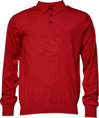 Dolce & Gabbana Red Cashmere Collared Pullover Mens Sweater (Pre-Owned)
