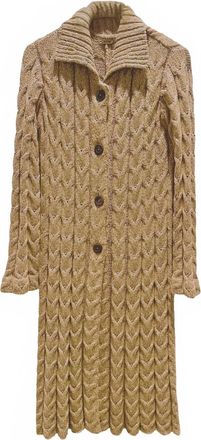 Fringe Womens Steph Maxi Length Cardigan In Camel