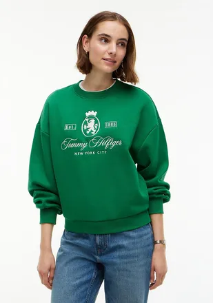 Tommy Hilfiger Womens Relaxed Fit Crest Logo Sweatshirt - Nouveau Green - XXL