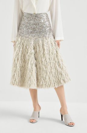 Brunello Cucinelli Dazzling d&eacute;grad&eacute; skirt in Grey at Nordstrom, Size 36 It