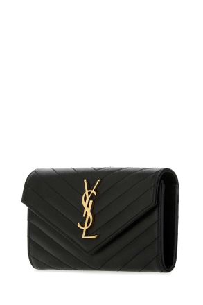 Saint Laurent Womens Black Leather Wallet 1000 Calf Skin Portafogli