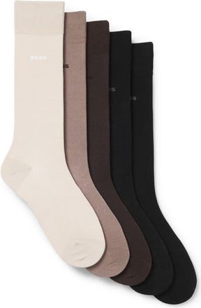 BOSS Assorted 5-Pack Crew Socks in Brown/black/beige at Nordstrom, Size 7-13
