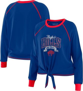 WEAR by Erin Andrews Womens WEAR by Erin Andrews Royal/Red Buffalo Bills Tie-Front Long Sleeve Top at Nordstrom, Size Xx-Large