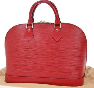 Louis Vuitton Alma Handbag Epi Leather Red Leather Handbag (Pre-Owned)