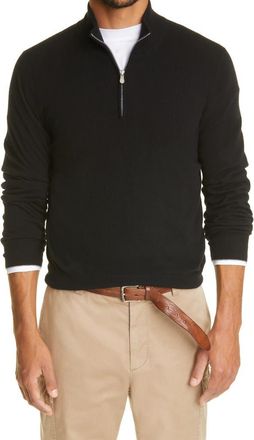 Brunello Cucinelli Quarter Zip Cashmere Pullover in Black at Nordstrom, Size 52