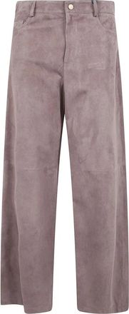 Max Mara Wijde Su&egrave;de Broek - Dames - Leren Broeken - Bruin - 2XS - Su&egrave;de - Broeken