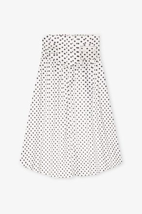 Ganni Polka-dot Double Satin Long Pocket Skirt - Size 14 White