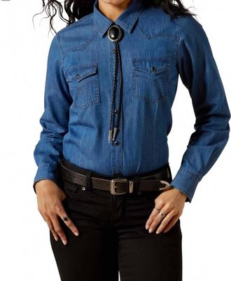 Ariat Long Sleeves Western Yoke Shirt In True Blue Vintage Indigo