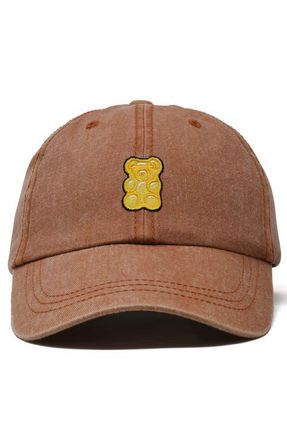Dalix Yellow Gummy Embroidered Dad Cap in Washed Orange at Nordstrom
