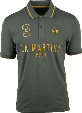 La Martina Green Men Cotton Elastane Polo