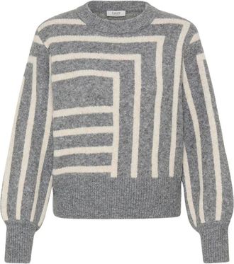 b.young Jersey de punto con cuello redondo - Knitwear - Mujer - Gris - XS