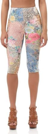 AFRM Gianna Mixed Print Capri Leggings in Iris Patchwork at Nordstrom, Size X-Large