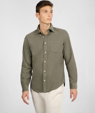 Onia Micro Cord Long Sleeve Button Down in Dark Sage at Nordstrom, Size Xx-Large L