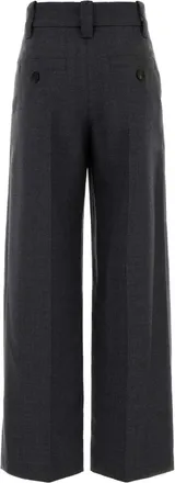 Brunello Cucinelli Womens Charcoal Wool Wide-Leg Pant Grigio Scuro (tb199) Wv Pantaloni Trousers