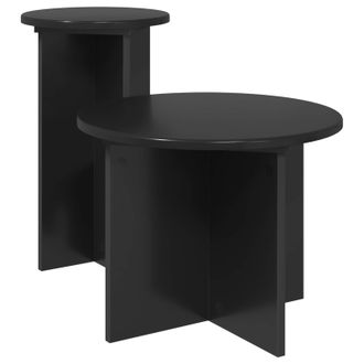 vidaXL Conjunto De Mesas Auxiliares 2 Pcs Roble Negro Vidaxl