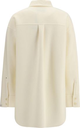 Max Mara Womens Oversized Riber Wool Shirt Latte