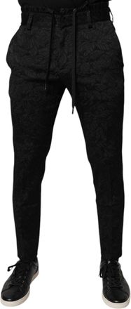 Dolce & Gabbana Mens Black Brocade Polyester Skinny Dress Pants