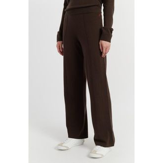 Chinti and Parker Wool Cashmere Wide Leg Track Pants in Chocolate at Nordstrom, Size X-Small