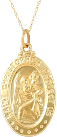 Pompeii3 14k Yellow Gold St. Christopher Medal Pendant 1 Tall 4 Grams