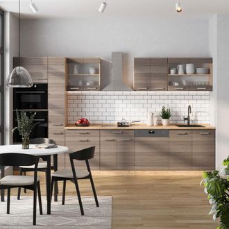 Vicco Cocina Completa R-line, Gris Noble/roble Dorado, 350 Cm, Et Roble