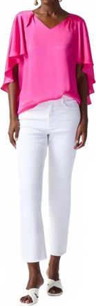Joseph Ribkoff Flutter Sleeve Top In Pink