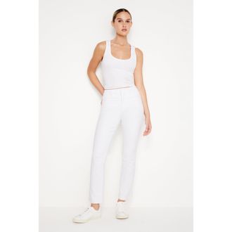 Good American Womens Good Legs Straight Jeans | Extra Stretch, Flat Tummy Tech, Gap-Proof Waistband | White, Size 16 Plus | Good American by