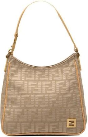 Fendi Pre-owned Shoulder Bags, female, Brown, Size: ONE SIZE Pre-owned Canvas Shoulder Bag