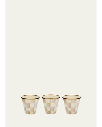 MacKenzie-Childs Mocha Check Herb Pots, Set of 3