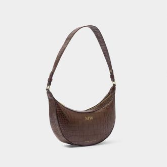 Katie Loxton Womens Marni Faux Croc Small Shoulder Bag In Chocolate
