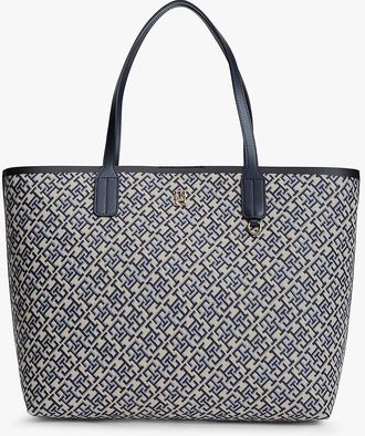 Tommy Hilfiger Womens Jacquard Monogram Tote Bag - Blue Mono
