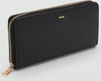 Mango Portafoglio effetto Saffiano nero - Donna - Taglia unica - MANGO