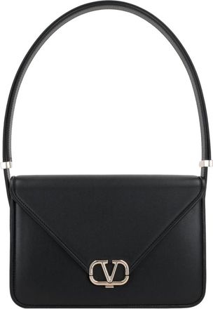 Valentino Garavani Black Leather Vlogo Shoulder Bag