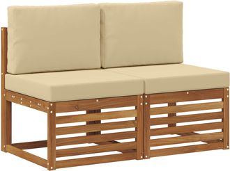 vidaXL 2 Pieza Sof&aacute; Intermedio De Exterior Madera De Acacia S&oacute;lida Vidaxl