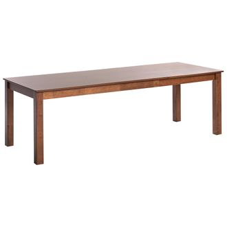 Beliani Mesa De Comedor Extensible Tablero Chapado Acabado Natural Patas De Madera Maciza 160/240 X 90 Cm Madera De Fresno Oscuro Madura