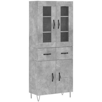 vidaXL Highboard Concrete Grey 69.5x34x180 cm Engineered Wood Vidaxl