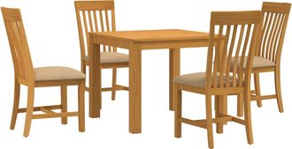 vidaXL Conjunto De Comedor 5 Uds. Beige Madera De Roble S&oacute;lido Vidaxl